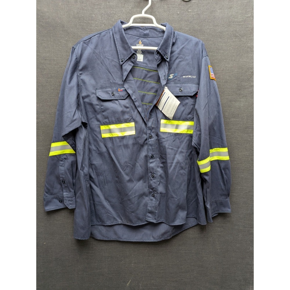 Lapco FR Work Shirts Hi Vis Stripes Blue 100% Cotton Moisture Management 3XL